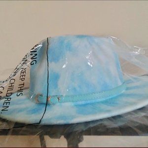 Tie-Dye Sky Blue Fedora w/accent belt